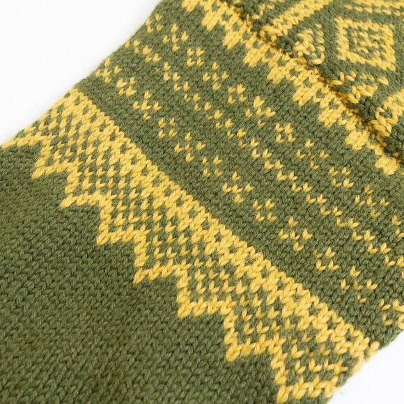 Vintage Marius Norwegian Sweater Wool Cardigan Hand Knit Ski 80s Green Yellow - Picture 10 of 16